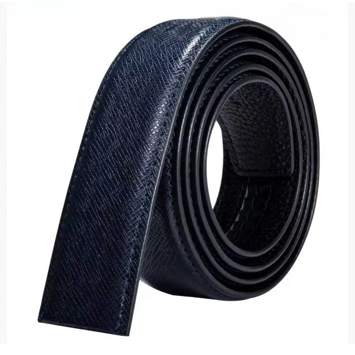 Men’s Blue Pattern Leather Belt with Silver Bull’s Head Buckle