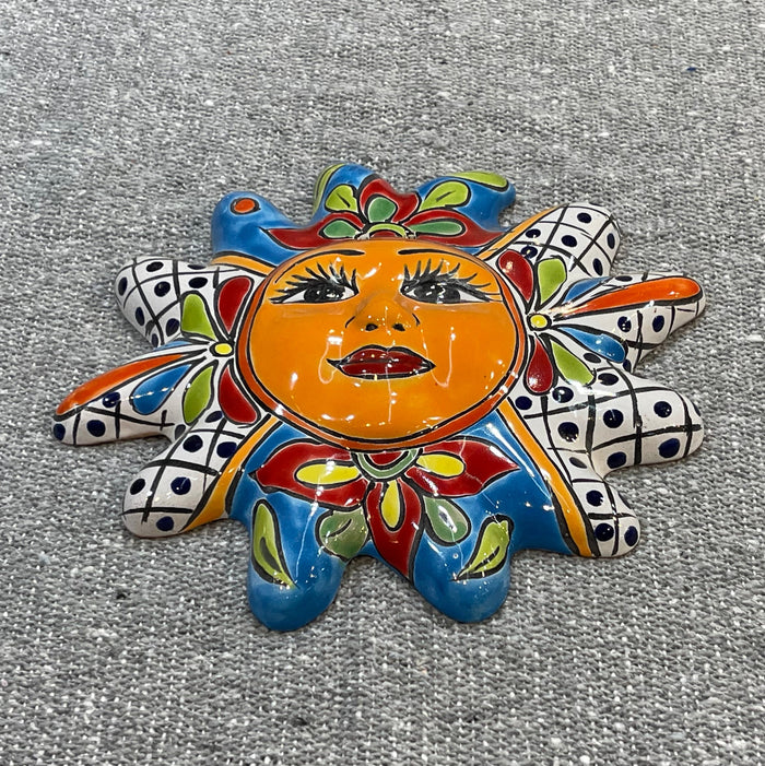 Mexican Wall Hanging Talavera Pottery Sun Face 10" TSM2006