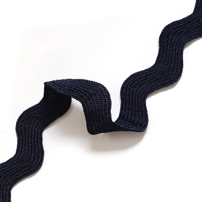 Midnight rickrack trim in deep navy blue, made-to-order with short lead times, crafted in the USA for quality