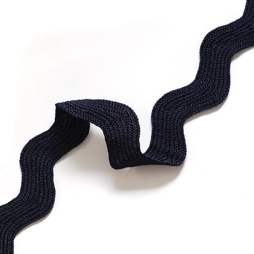 Midnight rickrack trim in deep navy blue, made-to-order with short lead times, crafted in the USA for quality