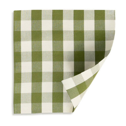 Millie Moss Woven Delaney Headboard in moss green check, made to order in USA with short lead times