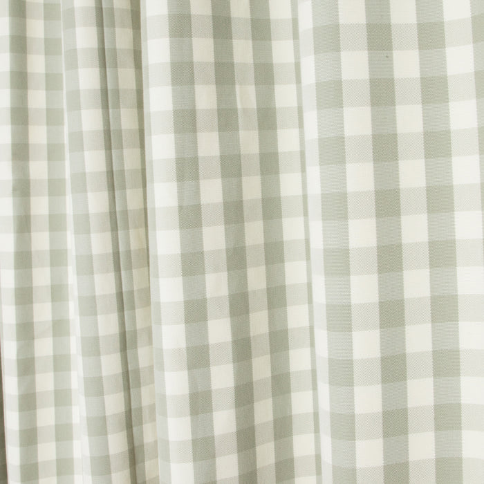 Millie Sage Woven Curtain in sage green gingham, made to order in the USA with short lead times