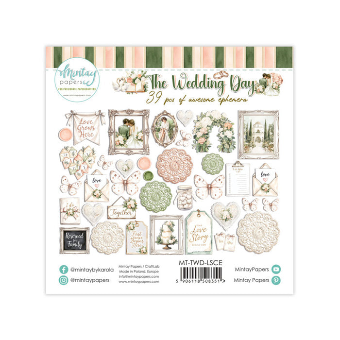 Mintay - Paper Ephemera - The Wedding Day. Includes 39 pieces. Available at Embellish Away in Bowmanville Ontario Canada. Perfect for Father's Day.