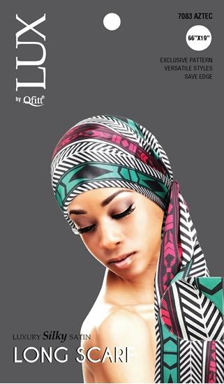 M&M Qfitt  LUX -  Luxury Silky Satin Long Scarf # 7083 Afro - 6/packs - Palms Fashion Inc.