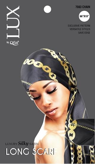 M&M Qfitt  LUX -  Luxury Silky Satin Long Scarf # 7083 Afro - 6/packs - Palms Fashion Inc.