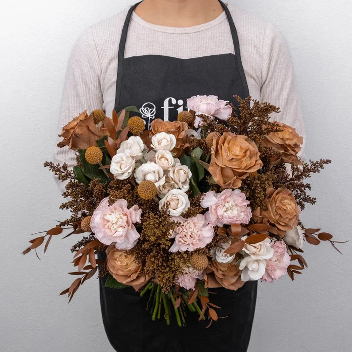 Mocha Brown Flower Bouquet Apron - Image