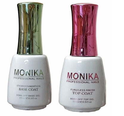 MONIKA Professional - UV/LED Soak off Gel (No-Wipe) TOP COAT & BASE COAT -  0.5 fl.oz/15mL
