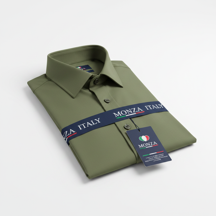 Monza Italy Olive Green Shirt - White Background