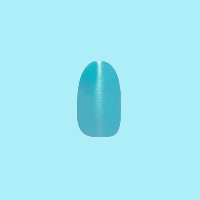 My Little Seapony | Round | Short turquoise iridescent press on nail in short round shape for quick at home mani