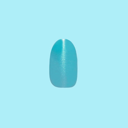 My Little Seapony | Round | Short turquoise iridescent press on nail in short round shape for quick at home mani