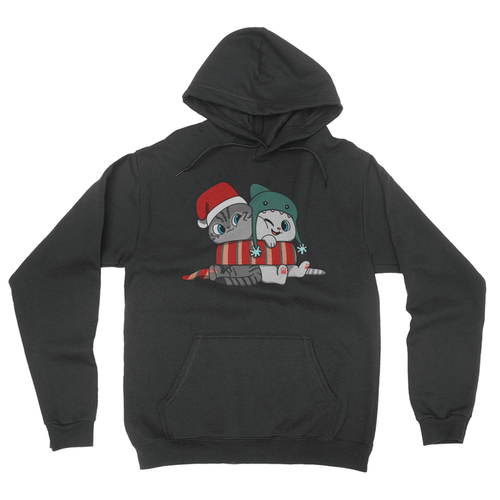 Nala and Coffee Snuggle Scarf Holiday Hoodie Black