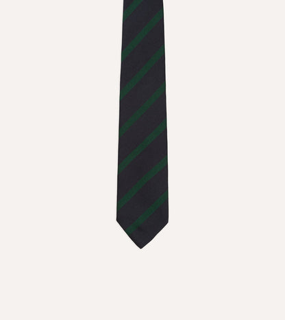 Navy and Green Bar Stripe Repp Silk Tipped Tie