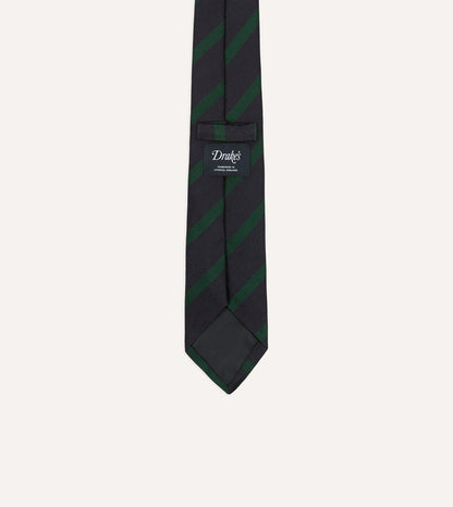 Navy and Green Bar Stripe Repp Silk Tipped Tie