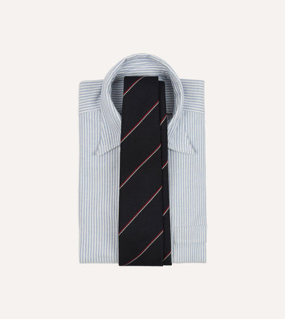 Navy and Red Double Stripe Hand Rolled Silk Grenadine Tie