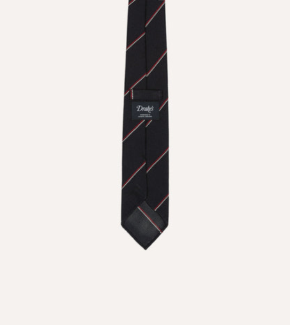 Navy and Red Double Stripe Hand Rolled Silk Grenadine Tie