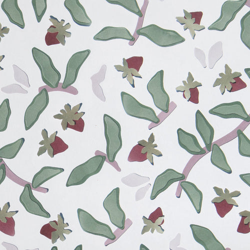 Nellie Burgundy made-to-order fabric with green leaves and burgundy floral accents, manufactured in the USA with short lead times