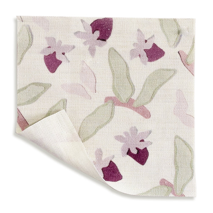 Nellie Plum fabric swatch featuring soft floral design, perfect for custom Pepper Home curtains and made-to-order décor.