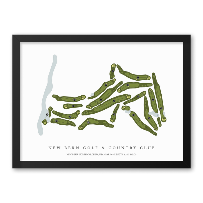 New Bern Golf & Country Club | Golf Course Print | Black Frame