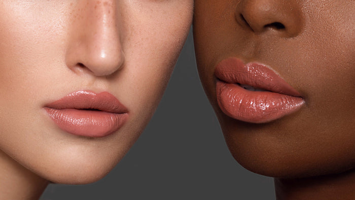 Model wearing LaserGlow Lip Glaze, featuring smooth and glossy lips with a weightless feel.