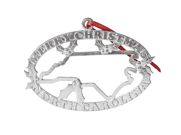 North Carolina Christmas Ornament - Oval Merry Christmas - Main View - House of Morgan Pewter
