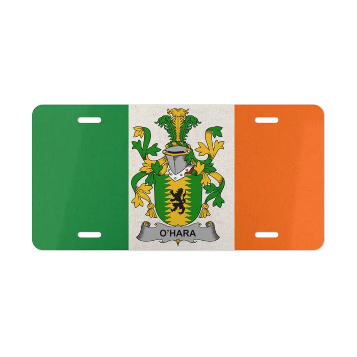 O'Hara Irish Flag with Coat of Arms License Plate