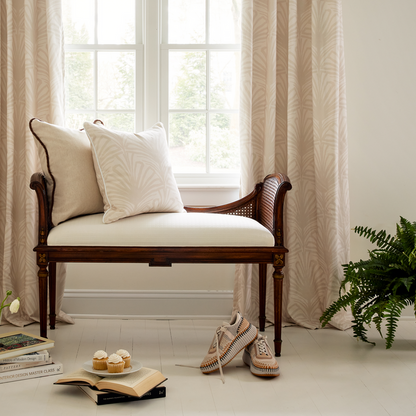 Oat made-to-order linen pillow in subtle neutral botanical pattern, crafted in the USA with short lead times and quality materials