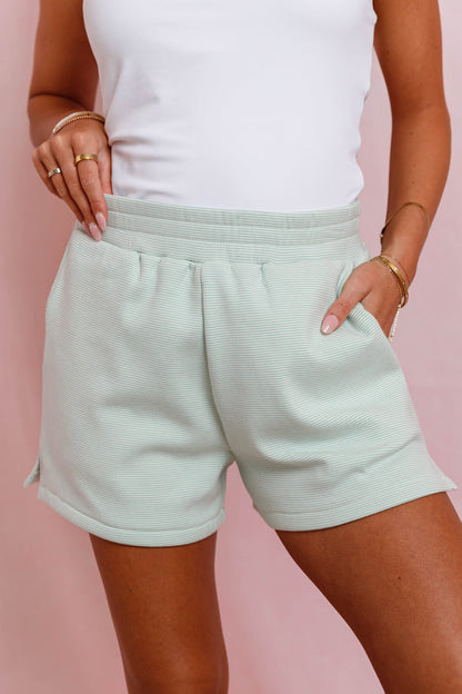 Mint Green Striped Lounge Set- Women's Lounge Shorts- Women's Matching Stripe Lounge Set