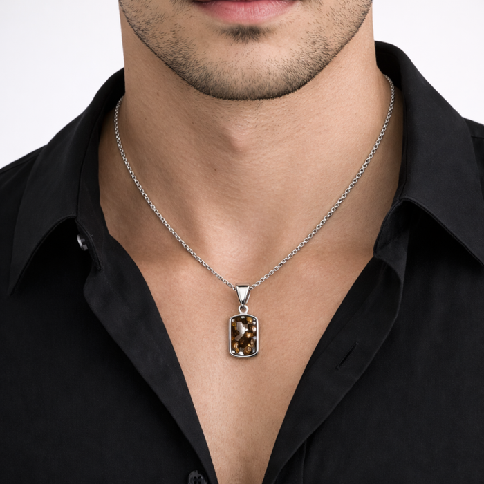 Pallasite Meteorite Sterling Silver Pendant (featuring olivine crystal inclusions)