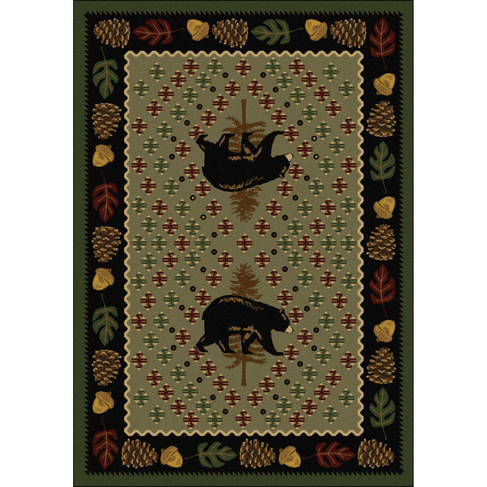 Image of an area rug, Patchwork Bear - Green