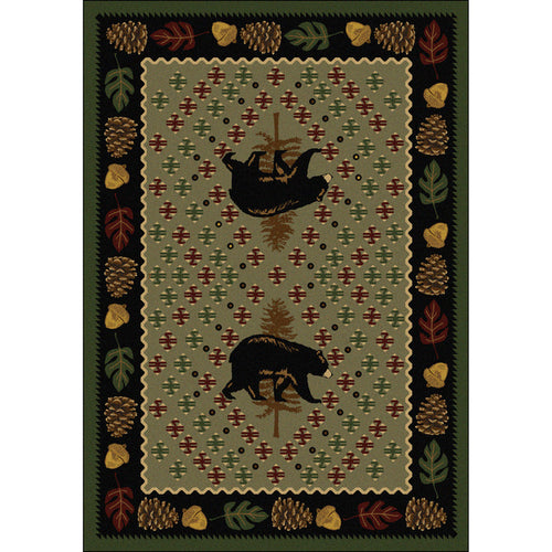 Image of an area rug, Patchwork Bear - Green