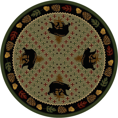 Image of an area rug, Patchwork Bear - Green
