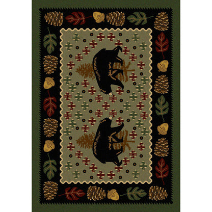 Image of an area rug, Patchwork Bear - Green