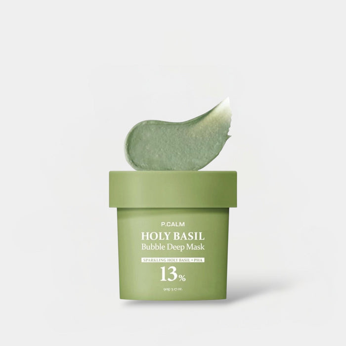 P.CALM Holy Basil Bubble Deep Mask 90g قناع بي.كالم العميق برغوة الريحان المقدس - Princess Cosmetics Qatar