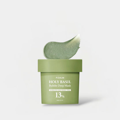 P.CALM Holy Basil Bubble Deep Mask 90g قناع بي.كالم العميق برغوة الريحان المقدس - Princess Cosmetics Qatar