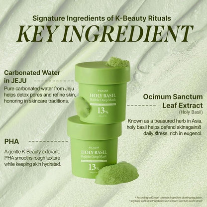 P.CALM Holy Basil Bubble Deep Mask 90g قناع بي.كالم العميق برغوة الريحان المقدس - Princess Cosmetics Qatar