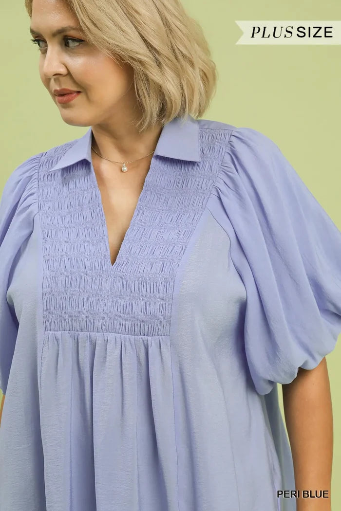 Peri Blue Smocking Top