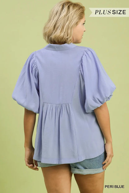 Peri Blue Smocking Top
