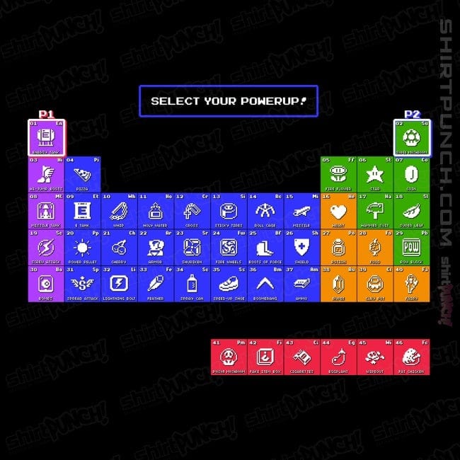 Secret_Shirts Magnets / 3"x3" / Black Periodic Table of Power-ups