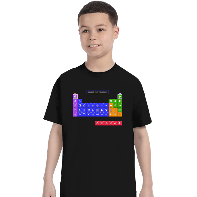 Secret_Shirts T-Shirts, Youth / XS / Black Periodic Table of Power-ups