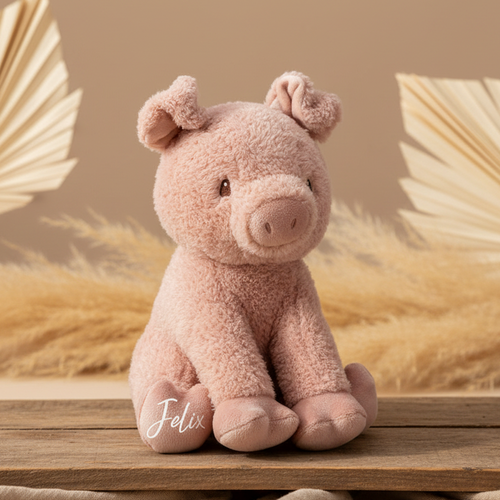 Personalisiertes Kuscheltier Glücksschwein mit Name, 25 cm groß