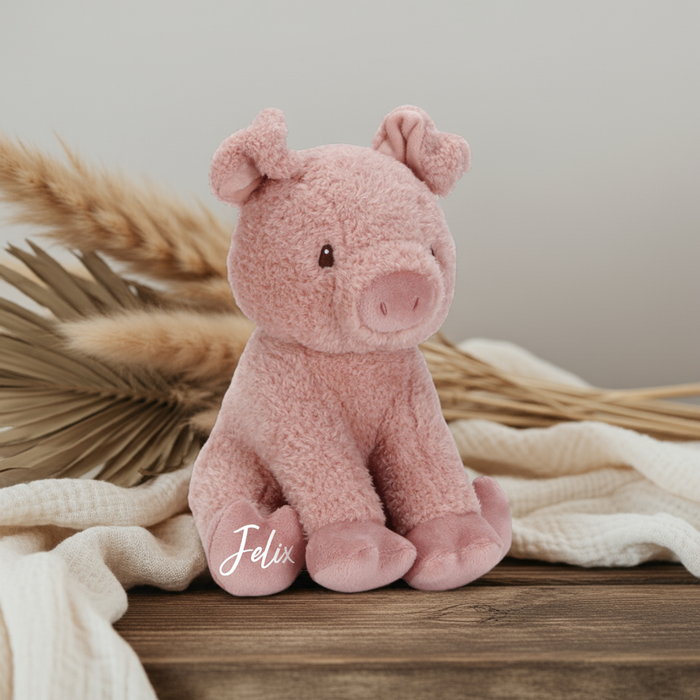 Personalisiertes Glücksschwein mit Name als Geschenk zur Geburt oder Taufe