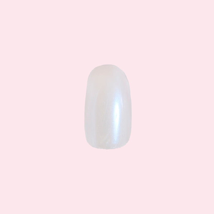 Pink Goldfish | Oval | Medium shimmery light pink iridescent press on nail in medium oval shape for easy at-home mani
