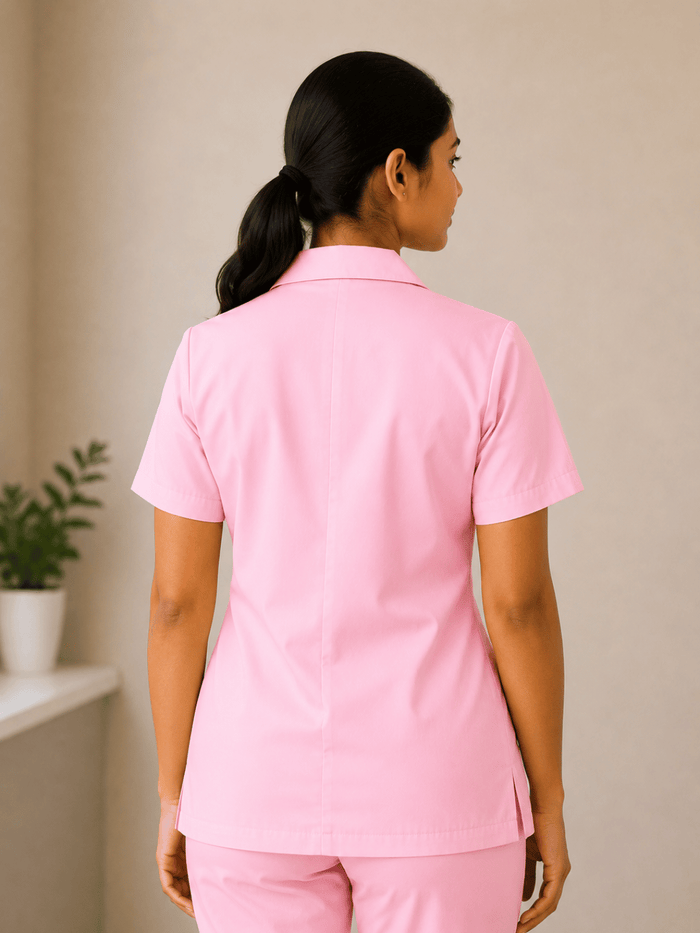 PINK HALF SLEEVE LAB COAT FOR WOMEN