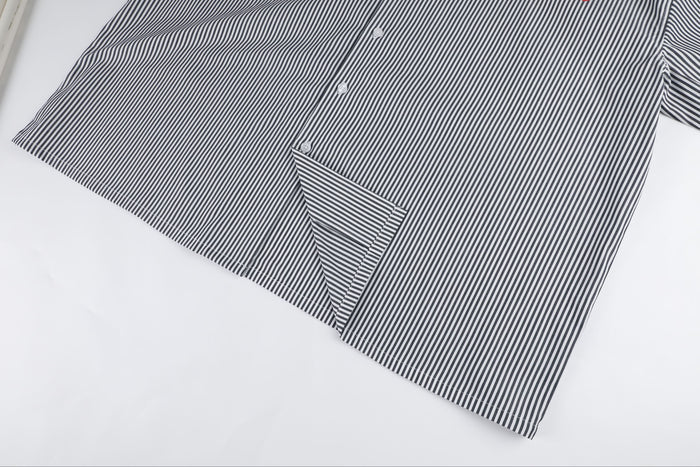 Pinstripe Hair Mechanic Smock - Black