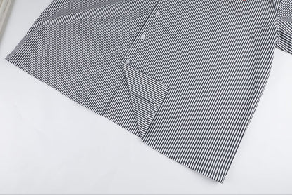 Pinstripe Hair Mechanic Smock - Black