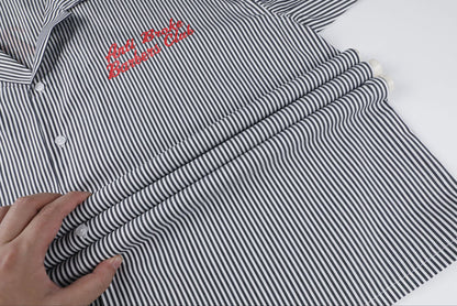 Pinstripe Hair Mechanic Smock - Black