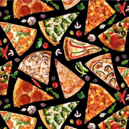 Pizza Black- Fat Quarter