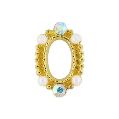 Pot of 10 Charms - Gold, Pearl & AB Crystal Frame   Naio Nails