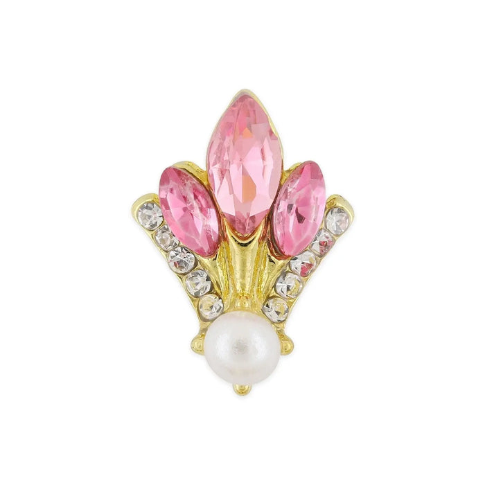 Pot of 10 Charms - Gold, Pink Crystal & Pearl Fleur-de-lis   Naio Nails