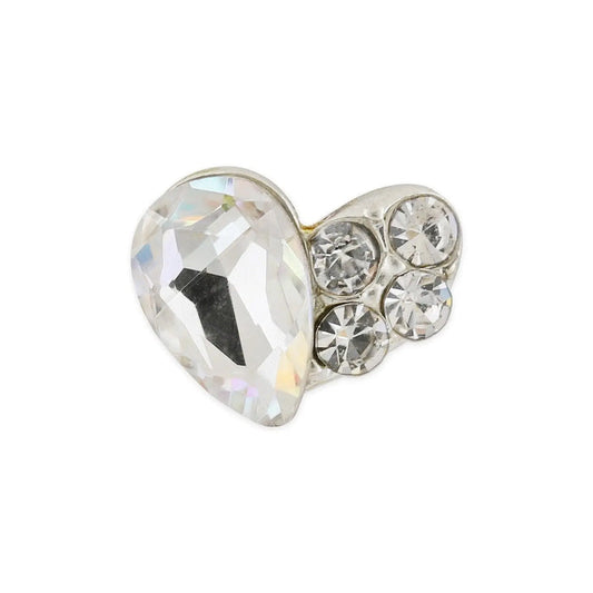 Pot of 10 Charms - Silver Crystal Heart   Naio Nails